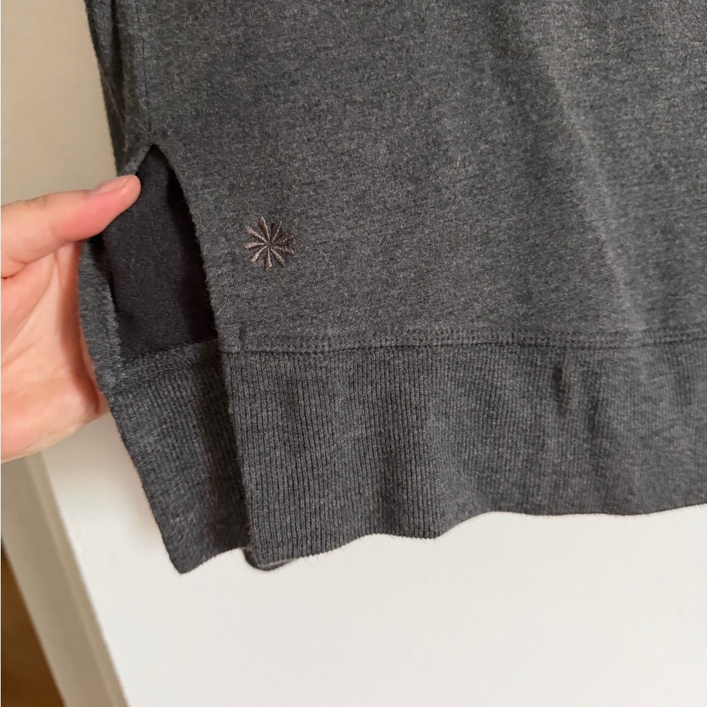 Athleta Charcoal Gray Heather Soft Coaster Luxe V-Neck Sweater size Small EUC - Picture 7 of 10